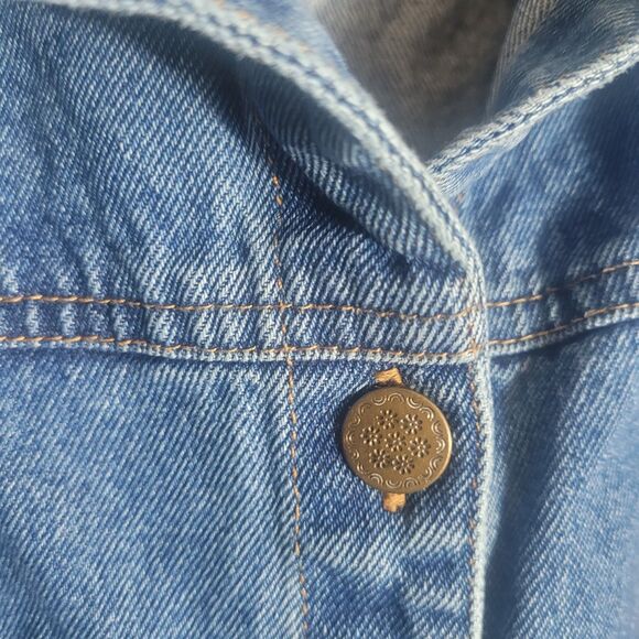 White Mountain Traders Denim Chore Coat Women's 6X Blue Embroidered Cotton READ - Picture 5 of 11